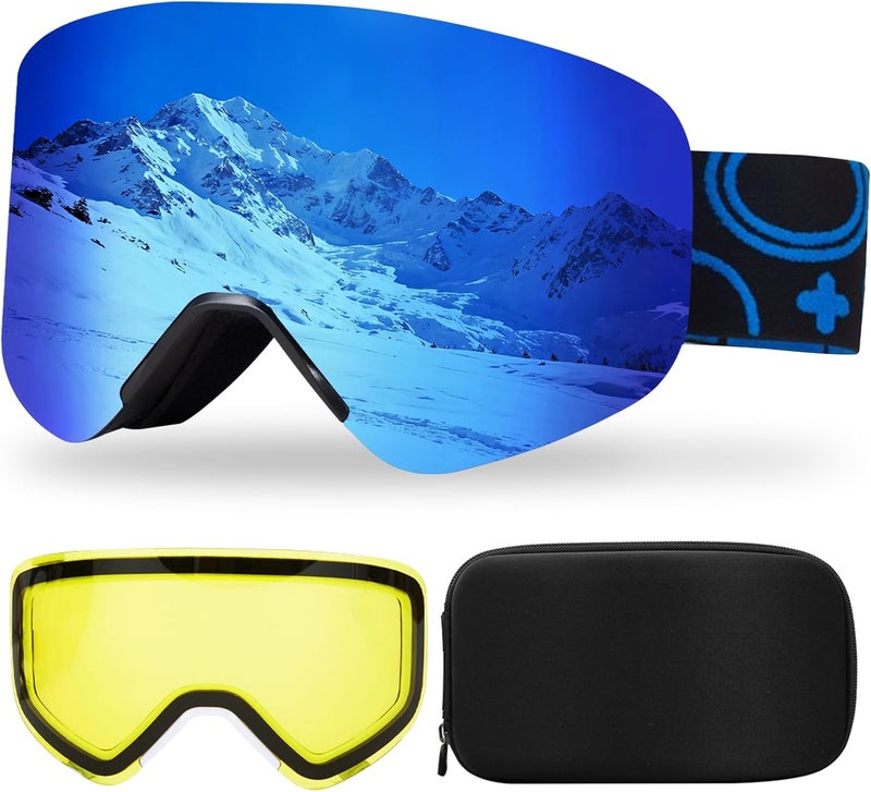 MXJ Gear Ski Goggles,OTG Snowboard Goggles Magnetic Interchangeable Lens,UV Protection Anti-fog,YH879B Snow Goggles for Men Women - Image 1